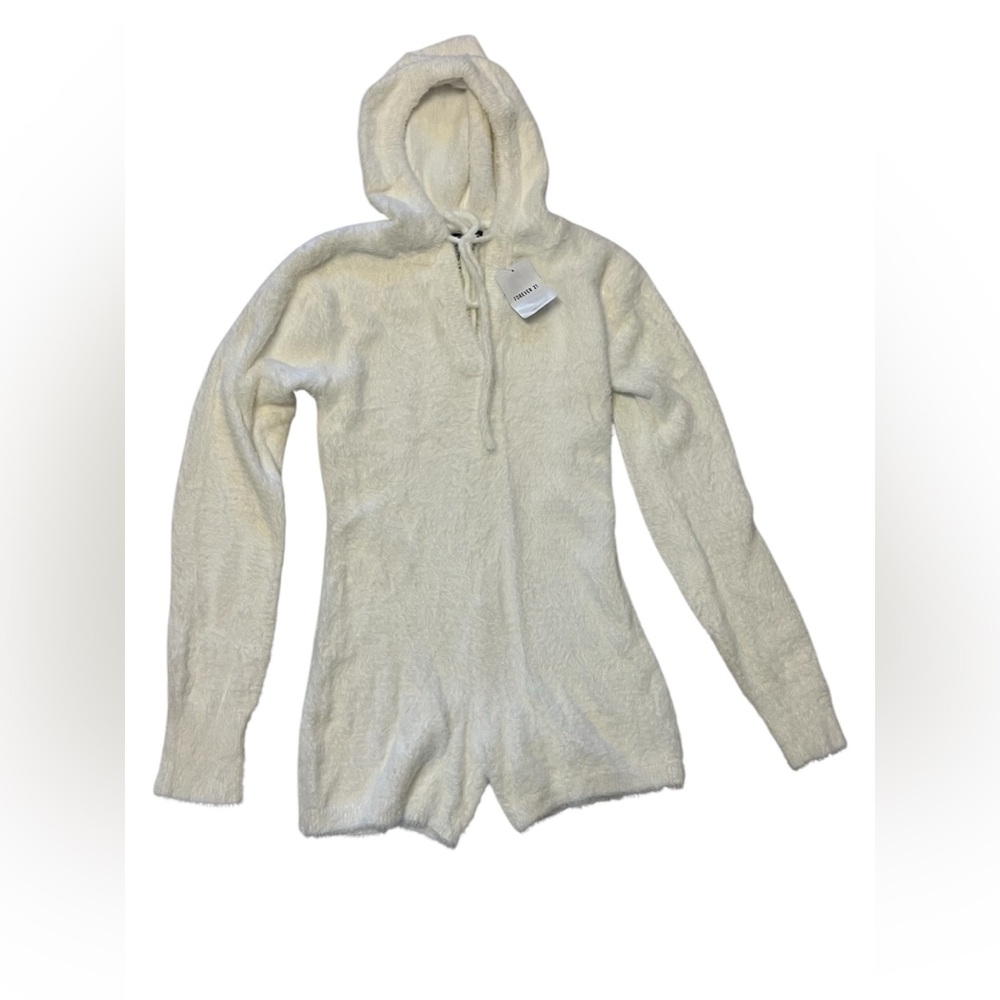 Forever 21 Cozy Cream Hooded Pajamas